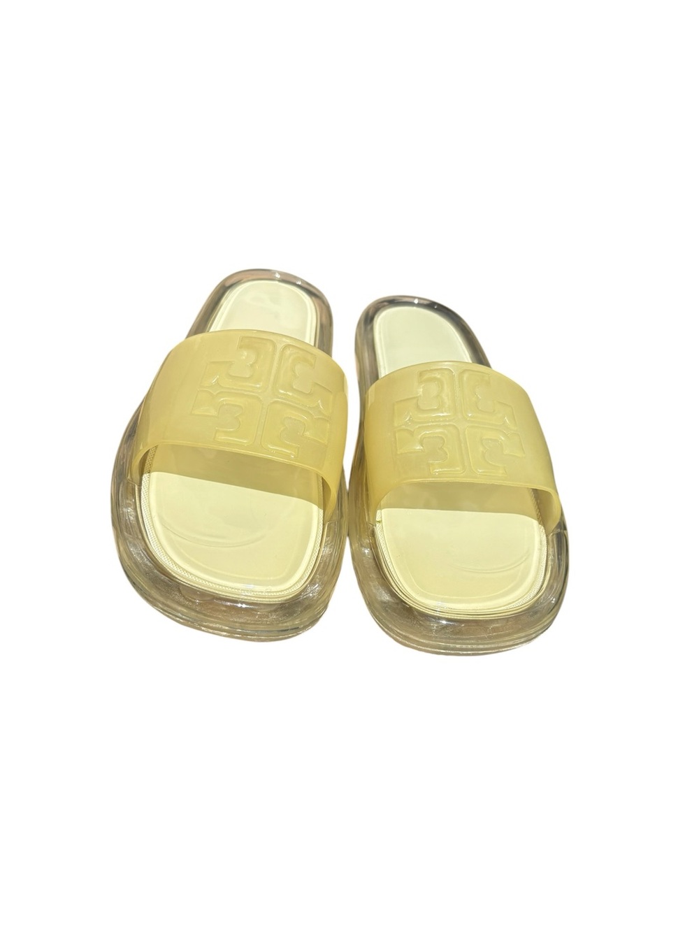 Tory Burch New Ivory Bubble Jelly Slide Sandals with Embossed Logo - size 11 - Picture 2 of 6